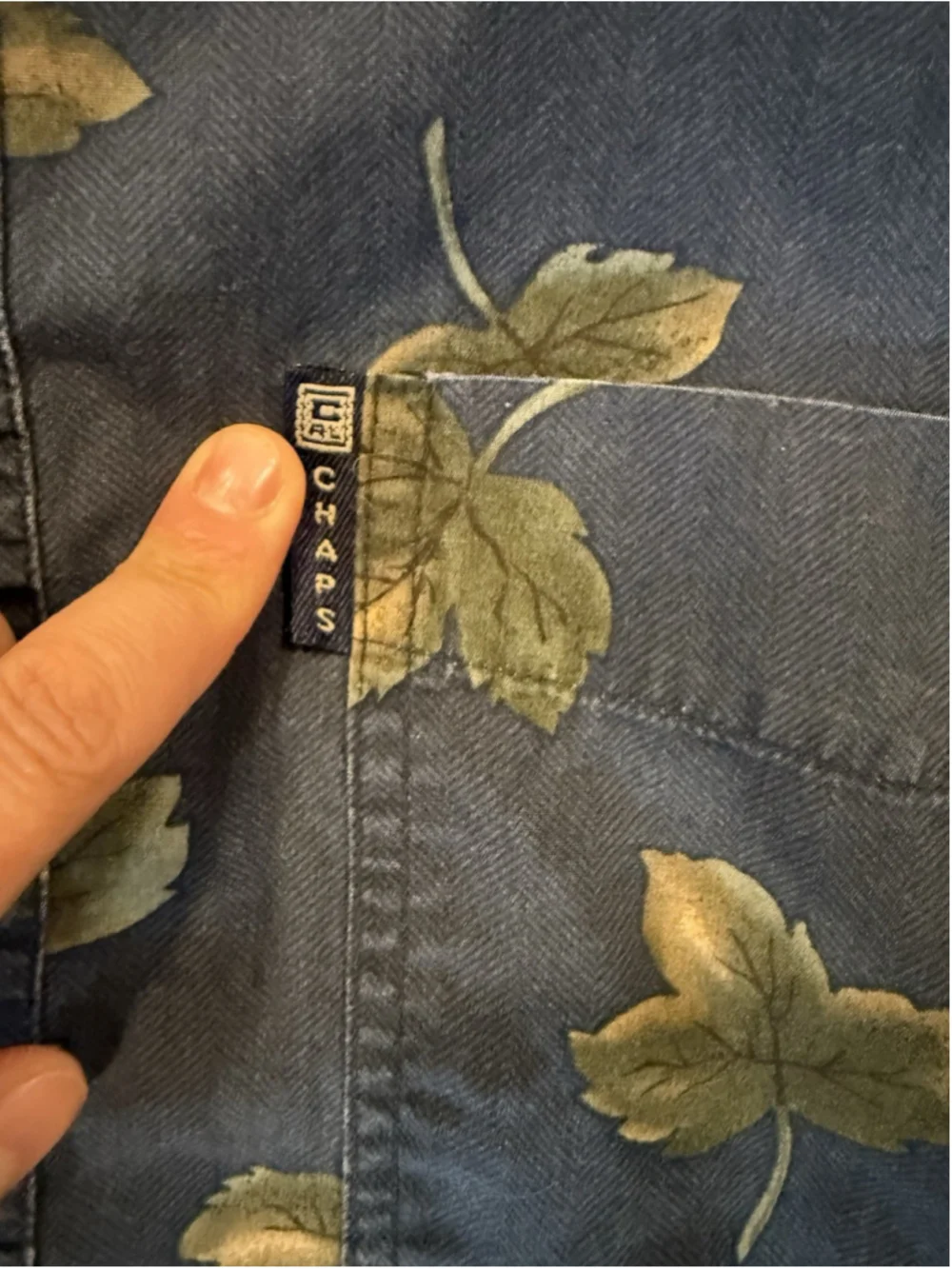 VTG 90s Chaps Ralph Lauren Men's Shirt Long Sleeve Marple Leaf Design Size L - Picture 3 of 7